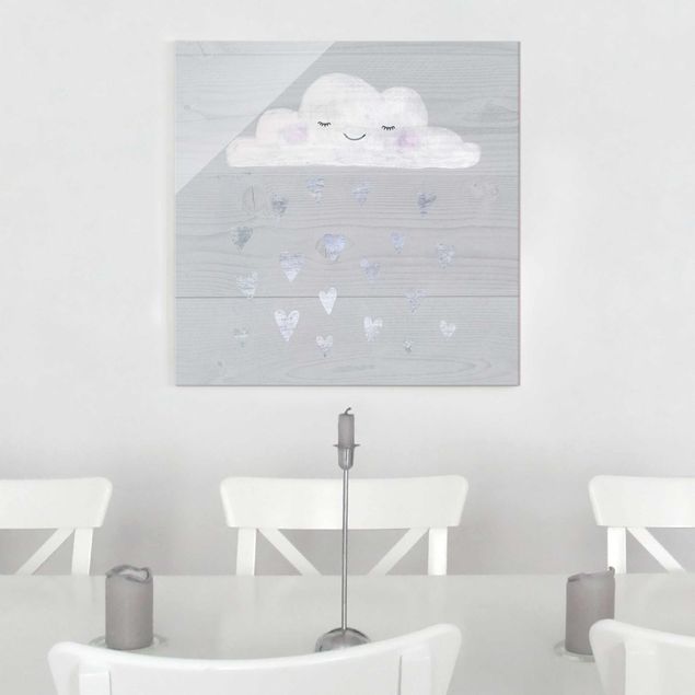 Schöne Wandbilder Wolke mit silbernen Herzen