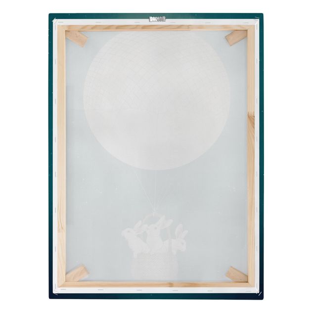 Bilder für die Wand Illustration Hasen Mond-Heißluftballon Sternenhimmel