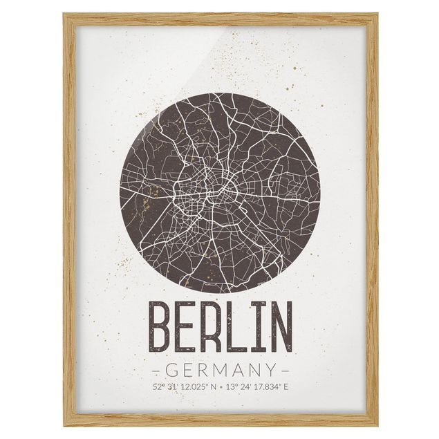 Schöne Wandbilder Stadtplan Berlin - Retro
