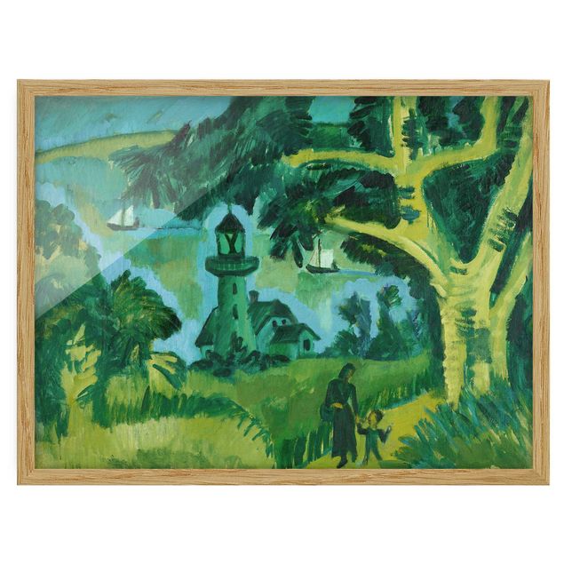 Kunstdrucke mit Rahmen Ernst Ludwig Kirchner - Leuchtturm auf Fehmarn