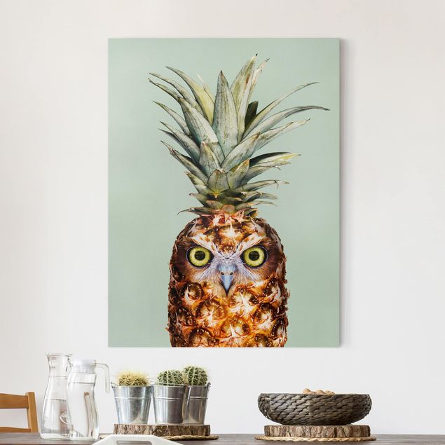 Leinwandbilder XXL Ananas mit Eule