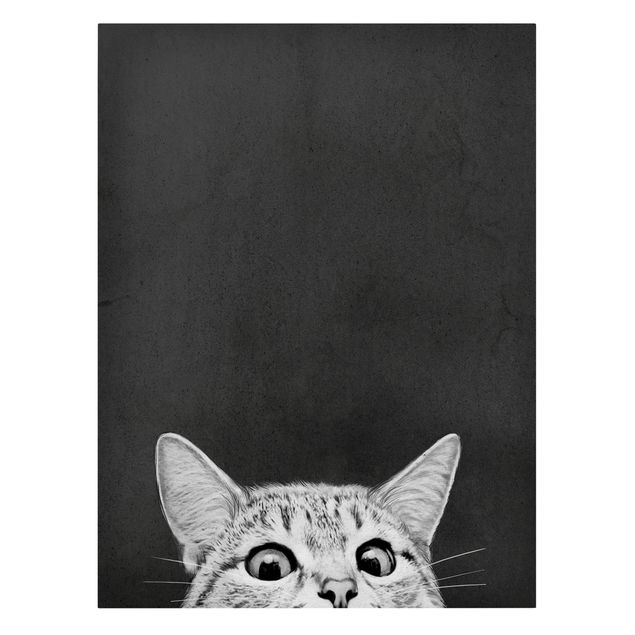 Leinwandbilder Schwarz-Weiß Illustration Katze Schwarz Weiß Zeichnung