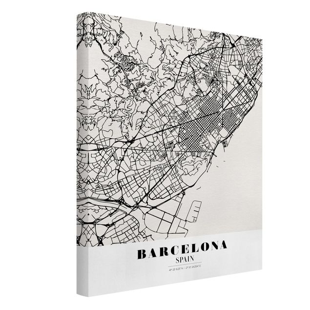 Weltkarten Leinwand Stadtplan Barcelona - Klassik
