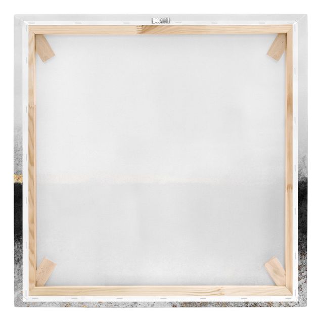 Leinwandbild - Abstrakter Goldener Horizont Schwarz Weiß - Quadrat 1:1