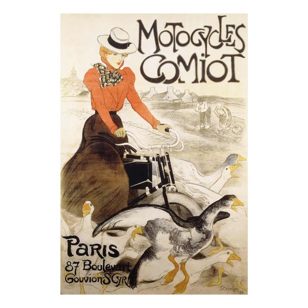 Glasbild Tiere Théophile-Alexandre Steinlen - Werbeplakat für Motorcycles Comiot