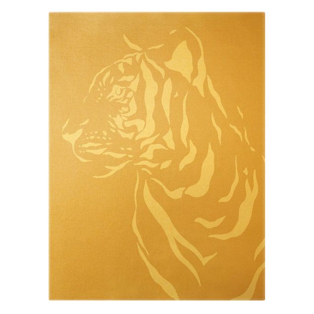 Leinwandbild Gold - Safari Tiere - Portrait Tiger Beige - Hochformat 3:4