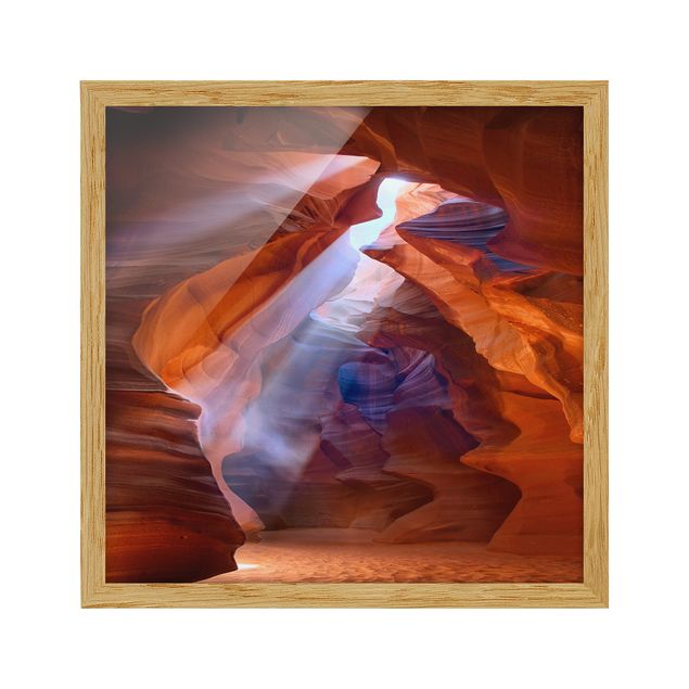 Bild mit Rahmen - Lichtspiel im Antelope Canyon - Quadrat 1:1