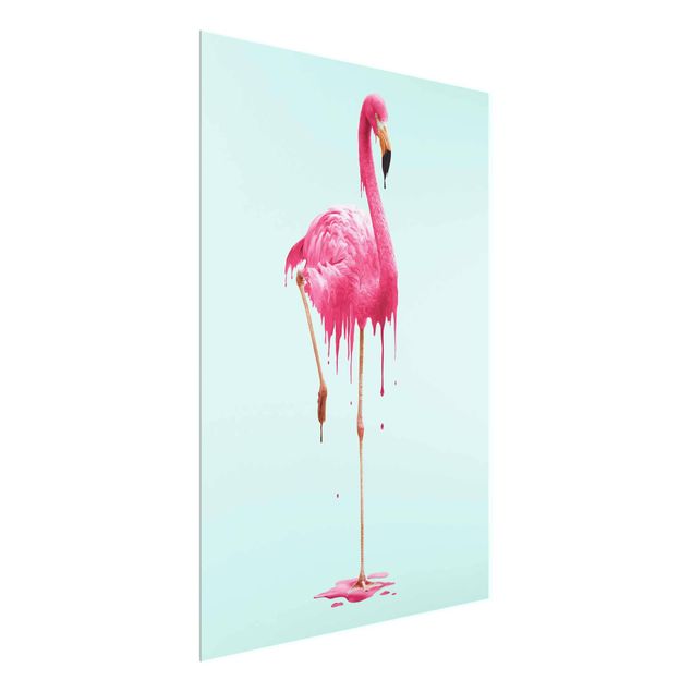 Glasbilder Tiere Schmelzender Flamingo