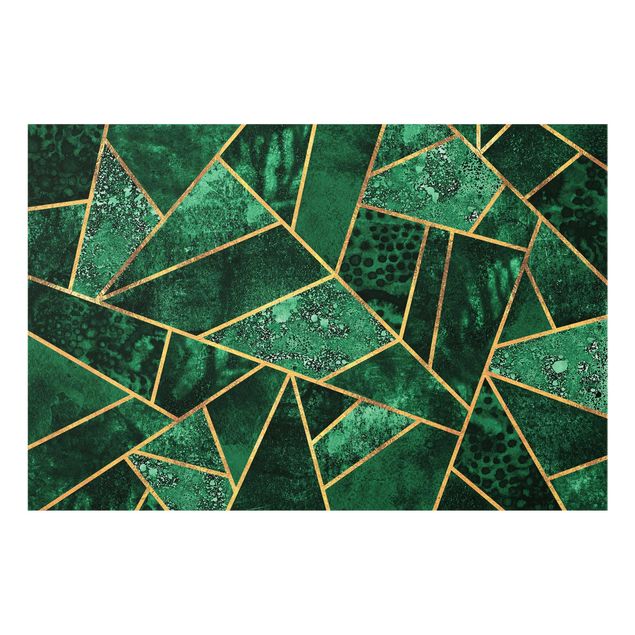 Glasbilder Abstrakt Dunkler Smaragd mit Gold