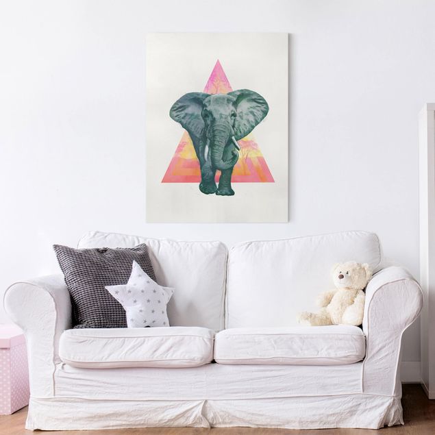 Leinwandbilder Elefanten Illustration Elefant vor Dreieck Malerei