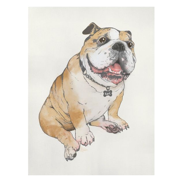 Leinwandbild Kunstdruck Illustration Hund Bulldogge Malerei