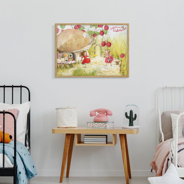 Wandbilder mit Rahmen Erdbeerinchen Erdbeerfee - Unter dem Himbeerstrauch