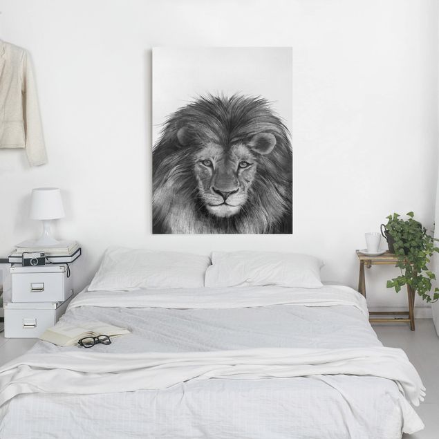 Leinwand Löwen Illustration Löwe Schwarz Weiß Malerei