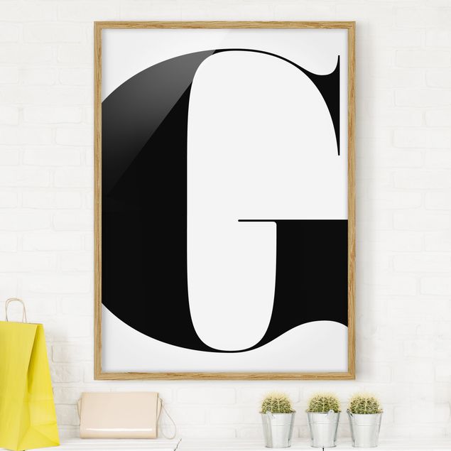 Schwarz-Weiß Bilder mit Rahmen Antiqua Letter G