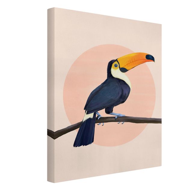 Kunstdrucke auf Leinwand Illustration Vogel Tukan Malerei Pastell