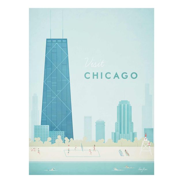 Bilder auf Glas Reiseposter - Chicago