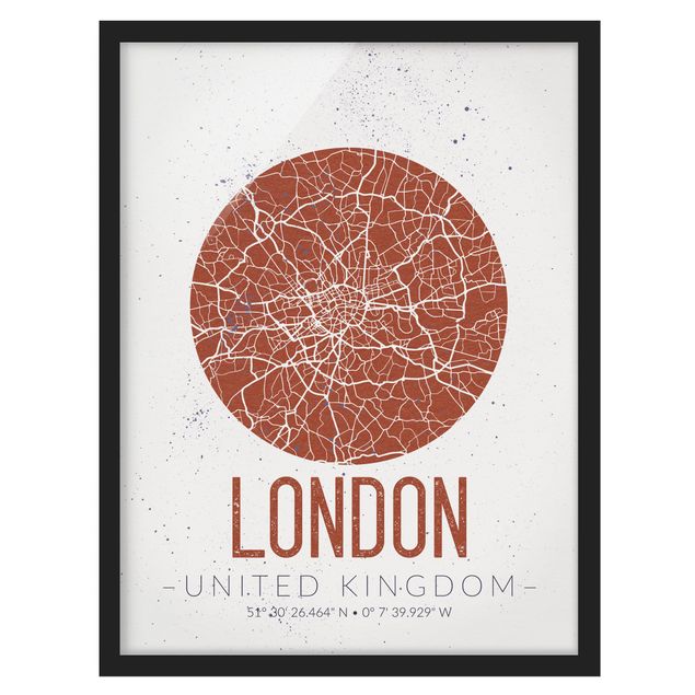 Bilder für die Wand Stadtplan London - Retro