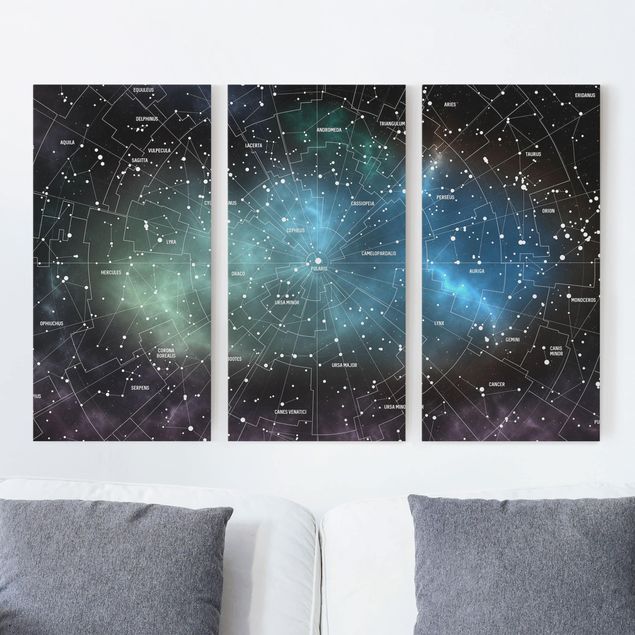 Leinwand Bilder XXL Sternbilder Karte Galaxienebel