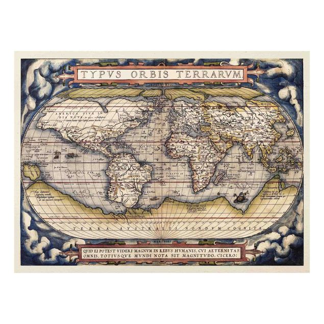 Glasbild - Historische Weltkarte Typus Orbis Terrarum - Querformat 3:4