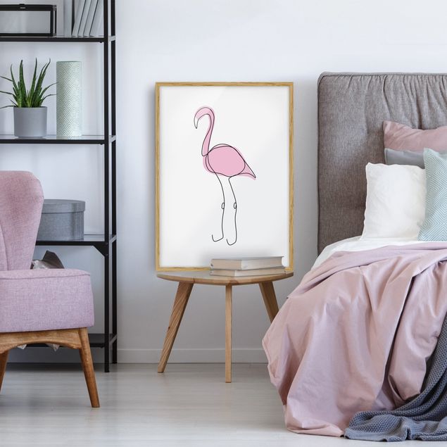 Schöne Wandbilder Flamingo Line Art
