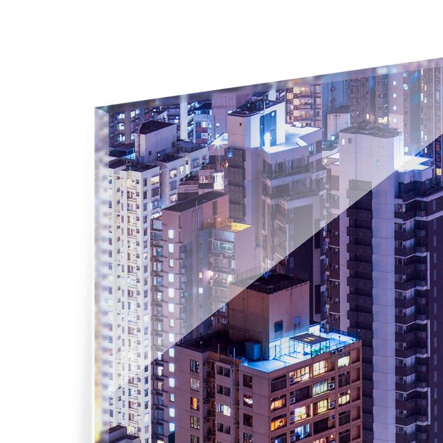 Glasbild - Hongkong Lichtermeer - Panel