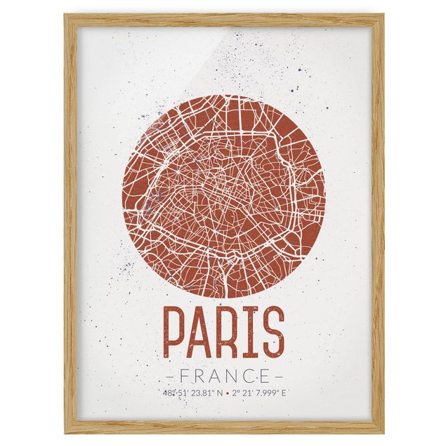 Wandbilder Stadtplan Paris - Retro