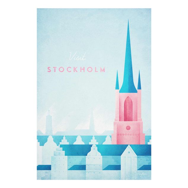 Glasbilder Reiseposter - Stockholm