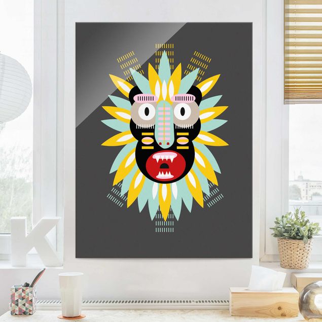 Glasbilder XXL Collage Ethno Maske - King Kong