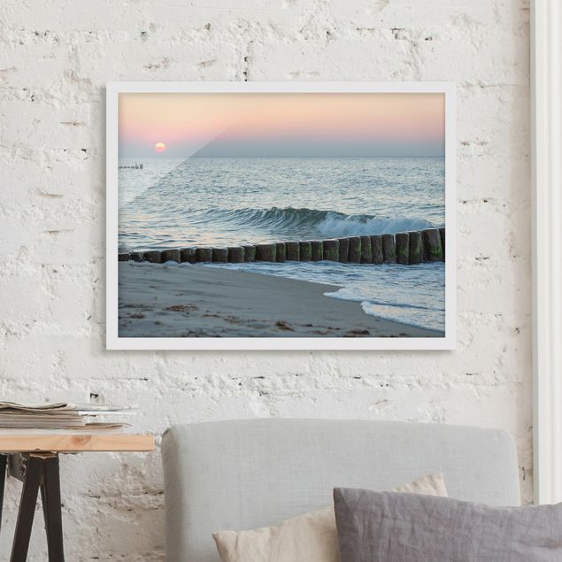 Landschaftsbilder mit Rahmen Sonnenuntergang am Meer