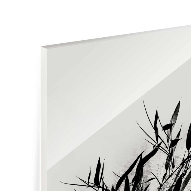 Glasbild - Grafische Pflanzenwelt - Schwarzer Bambus - Hochformat 3:2