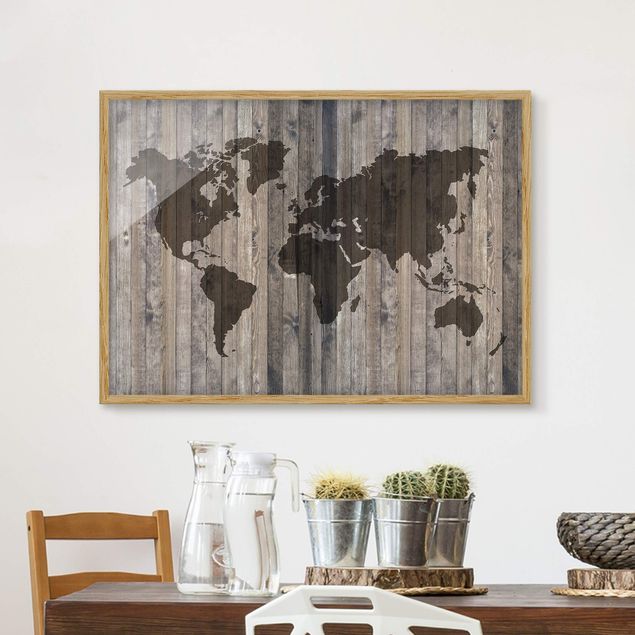 Bilder für die Wand Holz Weltkarte