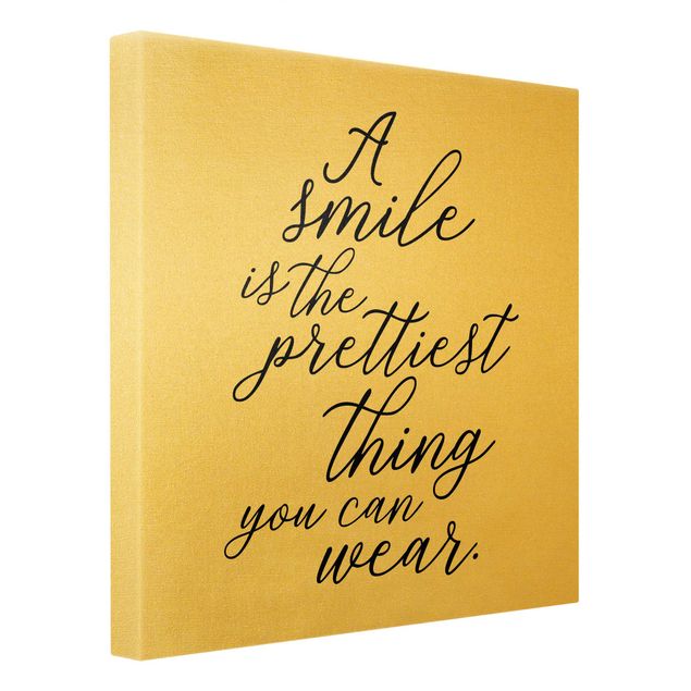 Leinwandbild Gold - A smile is the prettiest thing - Quadrat 1:1
