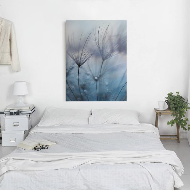 Leinwandbilder Wohnzimmer modern Blaue Federn im Regen