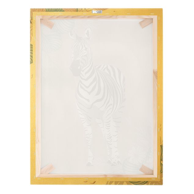 Leinwandbild Gold - Safari Tiere - Zebra - Hochformat 3:4