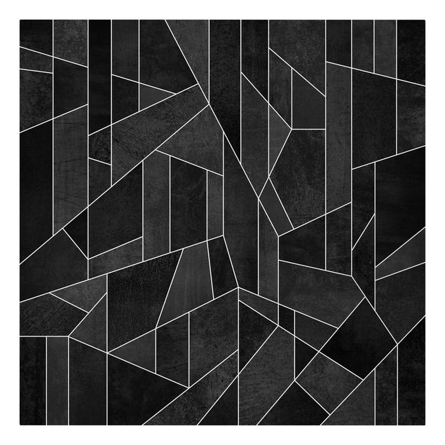 Leinwandbild - Schwarz Weiß Geometrie Aquarell - Quadrat 1:1