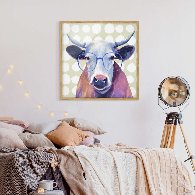Bilder mit Rahmen abstrakt Bebrillte Tiere - Kuh
