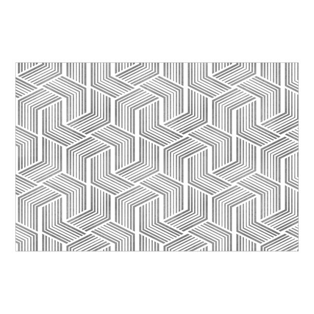 Fototapete grau 3D Muster mit Streifen in Silber