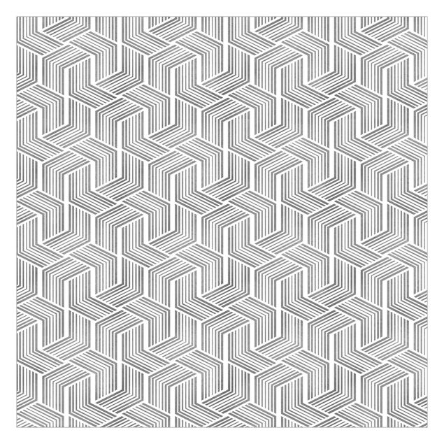 Fototapete Schlafzimmer Grau 3D Muster mit Streifen in Silber