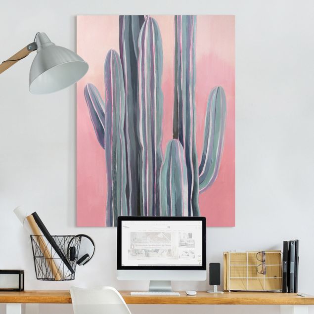 Wandbilder XXL Kaktus auf Rosa I