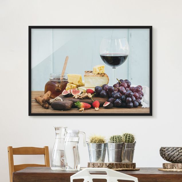 Wandbilder Käse und Wein