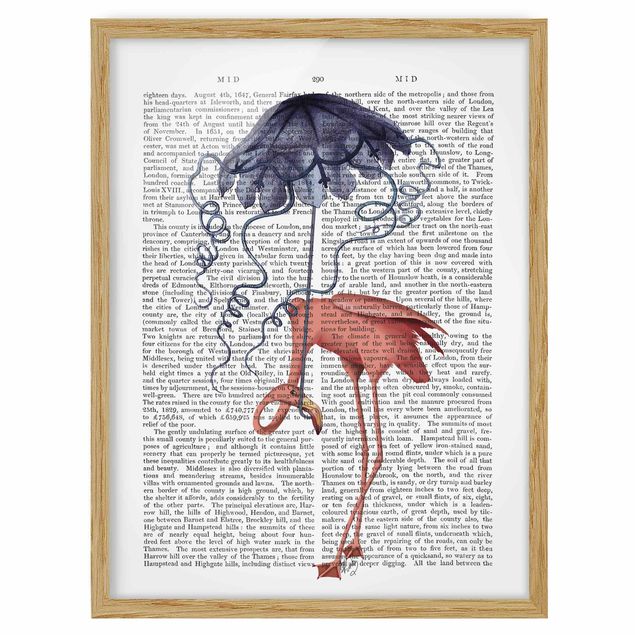 Bilder für die Wand Tierlektüre - Flamingo mit Regenschirm