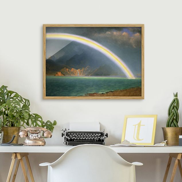 Natur Bilder mit Rahmen Albert Bierstadt - Regenbogen über Jenny Lake