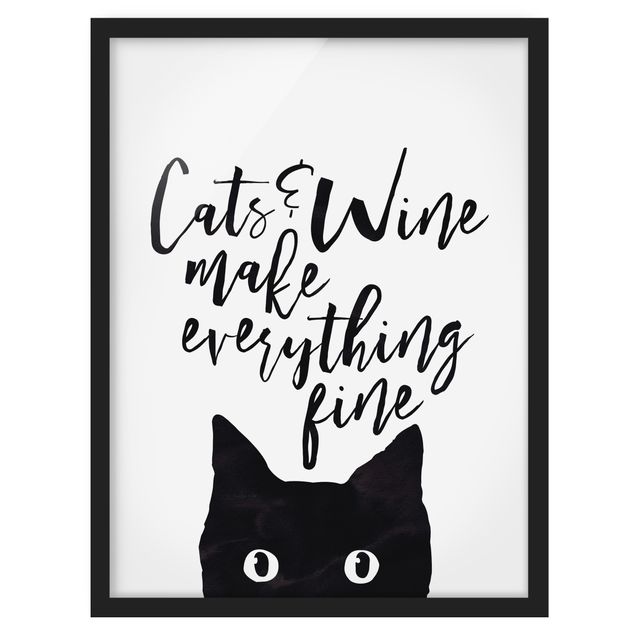 Schöne Wandbilder Cats and Wine make everything fine