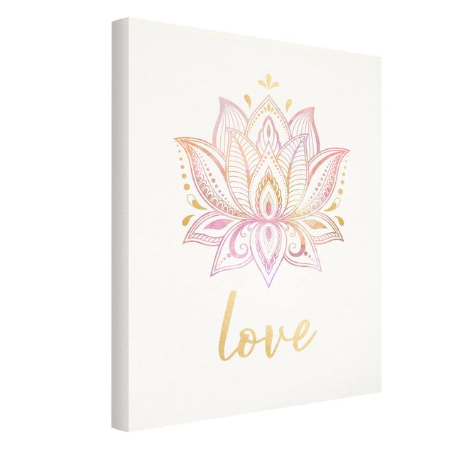 Wandbilder Lotus Illustration Love gold rosa