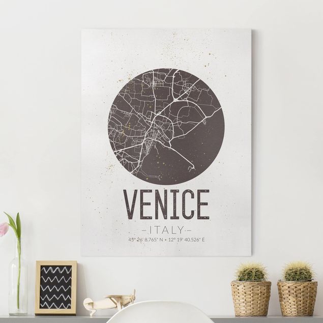 Wandbilder XXL Stadtplan Venice - Retro