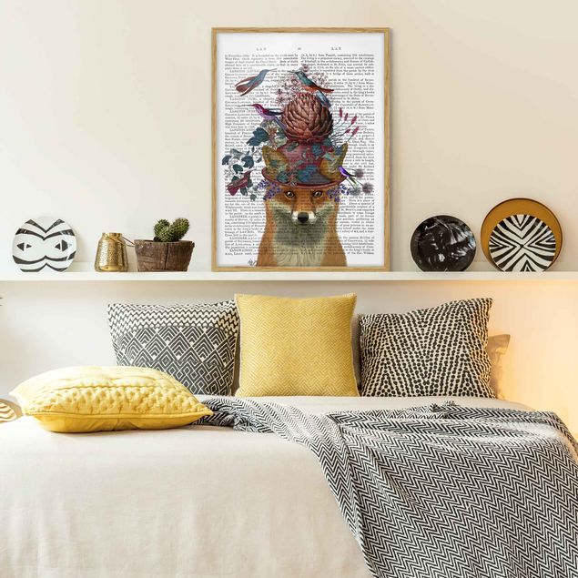 Kunstdrucke mit Rahmen Vogelfänger - Fuchs mit Artischocke