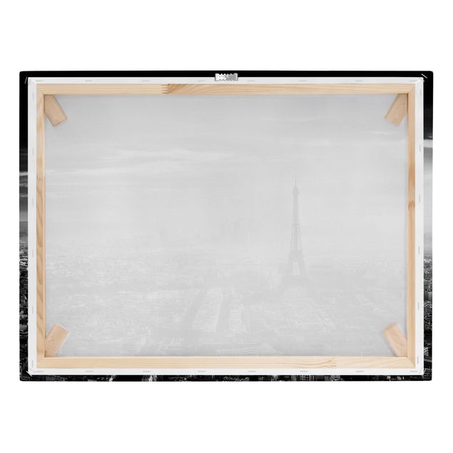 Schöne Leinwandbilder Der Eiffelturm von Oben Schwarz-weiß
