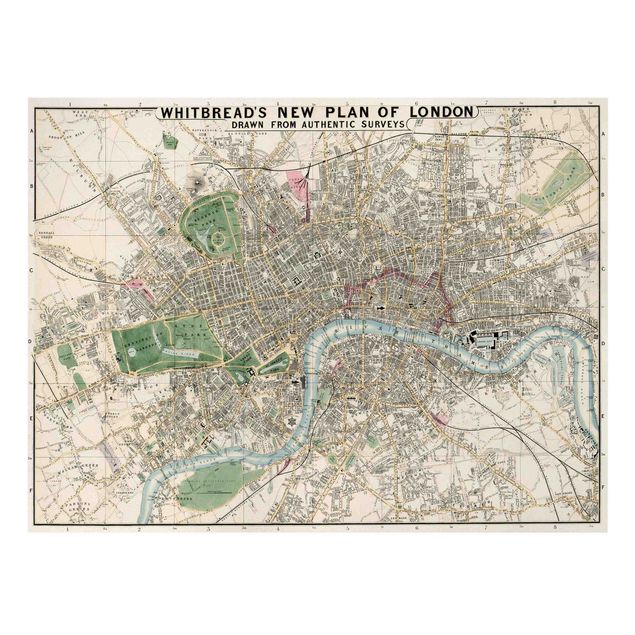 Weltkarten Leinwand Vintage Stadtplan London