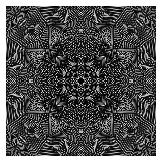 Fototapete Buddha Mandala Stern Muster silber schwarz