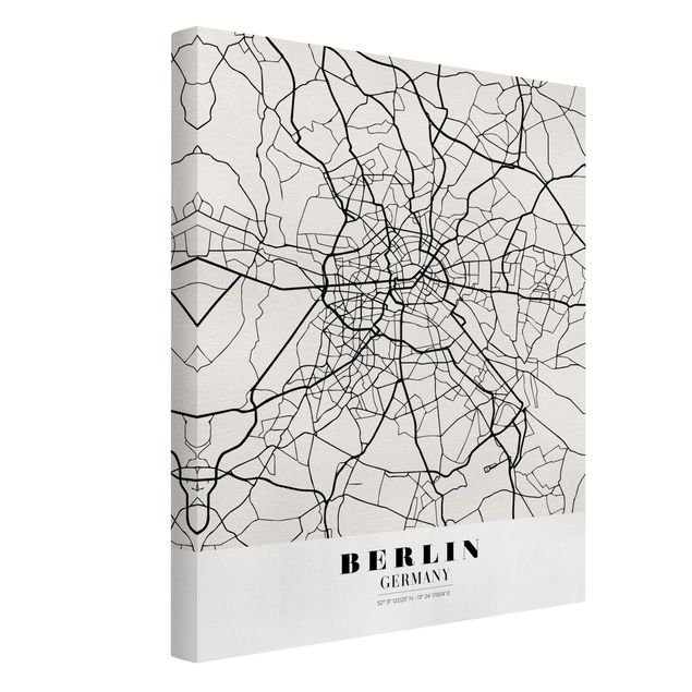 Weltkarten Leinwand Stadtplan Berlin - Klassik